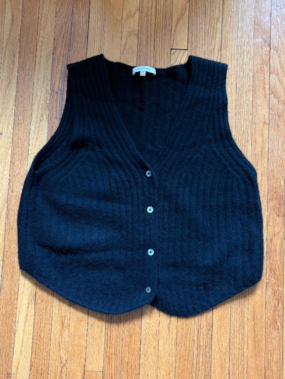 Favorite Daughter Black Ribbed Merino Cashmere The Knit Favorite Vest, size XL